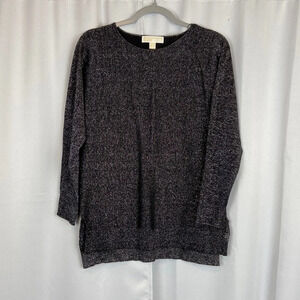 Michael Michael Kors Women’s Small‎ Crewneck Shimmer Sliver Black Top